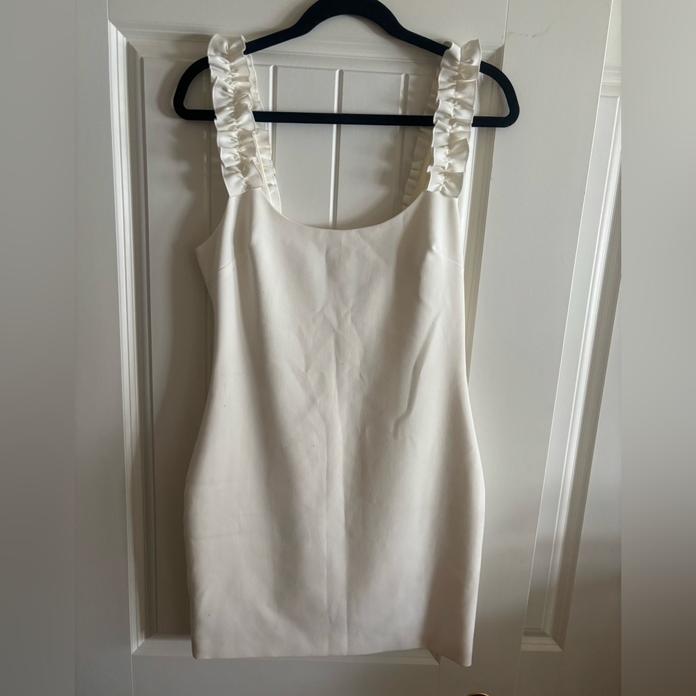 Likely Cream Ruffle-Strap Midi Dress Bridal